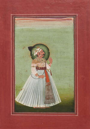 
	
		Portrait of a nobleman, Mewar, Rajasthan, 19th century, opaque pigments on paper...