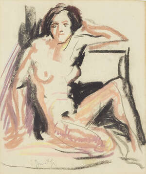 
	
		Ronald Ossory Dunlop RBA,
		Irish 1894-1973-
		 
		Seated female nude;
		 
		pastel...