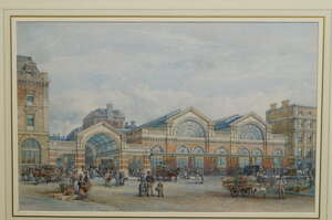 
	
		William Rogers, 
		British act 1870's- 
		 
		A perspective view of the Flower Market,...
