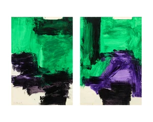 Donnagh McKenna, British 1936-2011 - Untitled, 1985; acrylic on paper, on two sheet, signed with initials and dated lower left 'DMK 85', 58.5 x 41.5 cm (eac