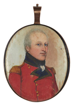 
	
		British School, 
		early 19th century- 
		 
		Portrait miniature of a British officer,...