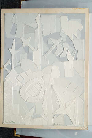 
	
		Marcel Janco, 
		Romanian/Israeli 1895-1984
		Blanc sur Blanc;
		mixed media...