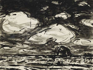 
	
		John Houston OBE RSA RSW,
		Scottish 1930-2008-
		 
		Bass Rock, Windy Day, 2001;
		 
		