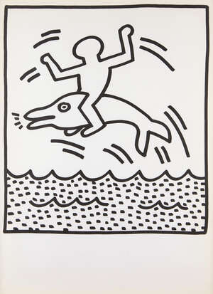 
	
		After Keith Haring, 
		American 1958-1990-
		 
		Untitled, 1983;
		 
		offset lithograph...