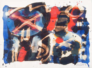 
	
		Ken McClymont, 
		Scottish b.1958- 
		Untitled; 
		mixed techniques on paper, three, ea....