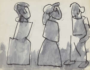 
	
		Josef Herman OBE RA, 
		British/Polish 1911-2000 - 
		 
		Geometric figures; 
		 
		