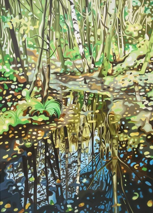 Mike Silva,&nbsp;Swedish b.1970 -&nbsp;Puddle II, 2001;&nbsp;oil on canvas, signed and dated on the stretcher 'Mike...