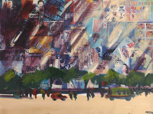 
	
		NYEIN CHAN SU, (Burmese, b. 1973), mixed media on canvas, street scene, initialled and...