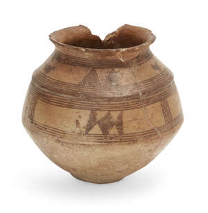 
	
		A buffware pottery vessel with hatched decoration, Persia, 3rd millenium BC, widening at...
