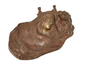 
	
		Lucien Tourte, an Art Nouveau 'Ophelia' bronze inkwell
		c.1900, signed Lucien Tourte,...