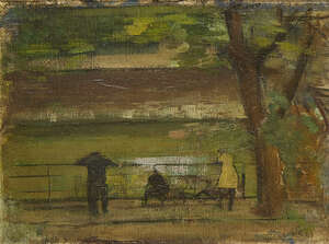 
	
		Rodrigo Moynihan RA, 
		British 1910-1990- 
		 
		By the Canal; 
		 
		oil on...