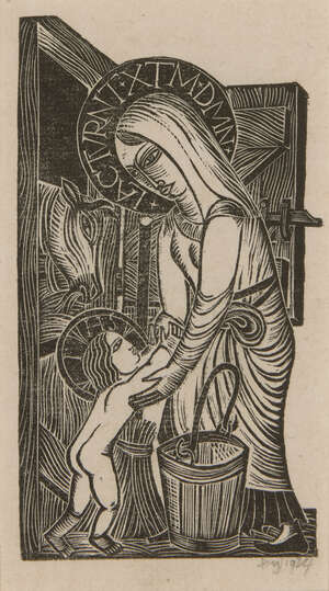 
	
		David Jones CH CBE,
		British 1895-1974-
		 
		Our Lady was a Milkmaid [Cleverdon...