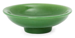 
	
		A Chinese Peking glass dish, late Qing dynasty, with flattened rim and short straight...