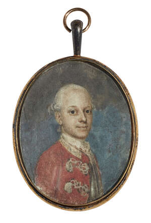 
	
		Circle of Gervase Jarvis Spencer, 
		British c.1715-1763- 
		 
		Portrait miniature of...