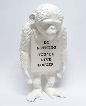
	
		Banksy X Brandalism,
		 
		Do Nothing Youll Live Longer (white), 2016;
		 
		resin...