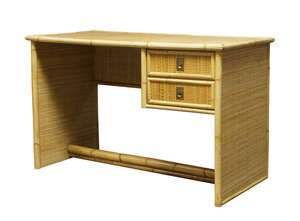 
	
		Dal Vera (Italian), a bamboo and rattan desk,
		c.1960, applied label to drawer - 'Dal...