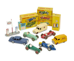 
	
		A collection of four Dinky Toys racing cars, 20th century, to comprise 234 the Ferrari,...