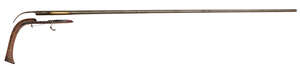 
	
		A Taiwanese indigenous match-lock 'bird gun', the stock painted with floral panels, 176cm...