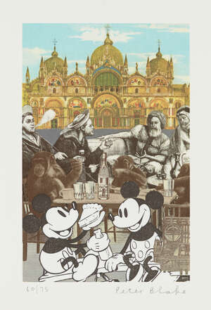 
	
		Sir Peter Blake CBE RDI RA,
		British b.1932-
		 
		Venice Fantasies with Mickey's...