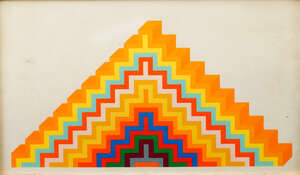 
	
		After Joe Tilson RA, British b.1928- Ziggmat 5; reproduction print in colours, printed...