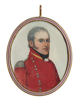 
	
		British School, 
		early 19th century- 
		 
		Portrait miniature of a British officer,...