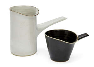 
	
		Dame Lucie Rie (1902-95), a stoneware pourer 
		c. 1950-60, impressed seal to base
		A...
