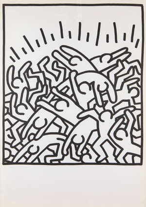
	
		After Keith Haring, 
		American 1958-1990-
		 
		Untitled, 1983;
		 
		lithograph on...