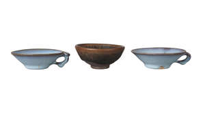 A Chinese Jian 'hare's fur' tea bowl, Fujian province, Song/Yuan dynasty, heavily potted with rounded sides, with lustrous black glaze and light br