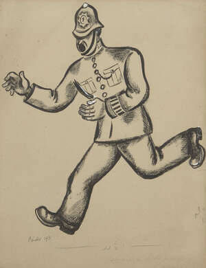 
	
		Pearl Binder, 
		British 1904-1990 - 
		 
		Policeman, 1931; 
		 
		ink and gouache on...