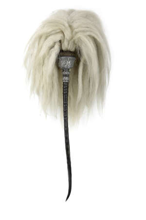 
	
		A large silver and ibex horn fly whisk (chowry), India,19th century, the horn handle...