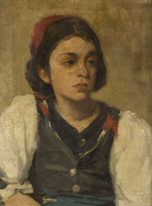 
	
		Pericles Pantazis, 
		Greek 1849-1884- 
		
		La petite gitane; 
		 
		oil on canvas,...