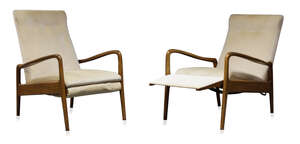 
	
		Greaves and Thomas, a pair of reclining armchairs 
		c.1960 
		the teak frames with...