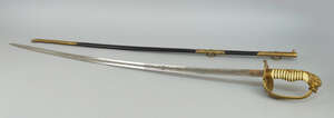 
	
		A German naval sword, late 19th/early 20th century, the etched blade stamped Carl...