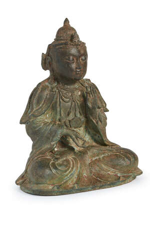 
	
		A Chinese bronze figure of Buddha, 20th century, seated in dhyanasana, 30cm high

	

