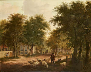 
	
		Fredericus Theodorus Renard, 
		Dutch 1778-1820- 
		 
		Outskirts of a Dutch town, c.1800;...