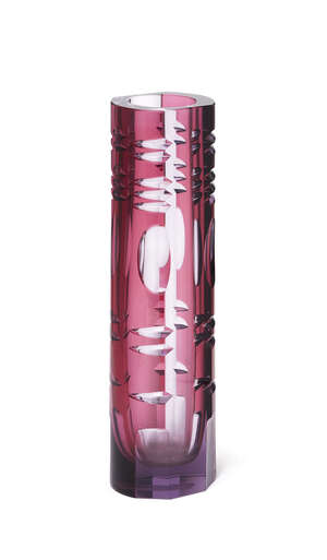 
	
		Karel Wunsch (1932-), a cut glass vase for Novy Bor, c.1960-70, unsigned, a cylindrical...