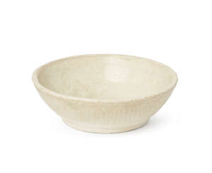 A Chinese porcelain circular box, Song dynasty, with pale glaze to interior and exterior, moulded to the exterior with vertical stiff lotus leaves, 12cm diamet