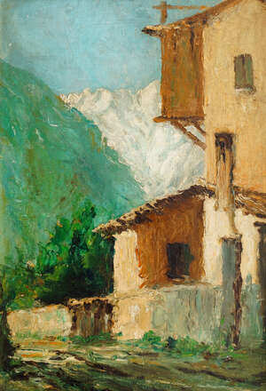 
	
		European School, mid 20th century- View in the Italian Alps; oil on canvas board,...