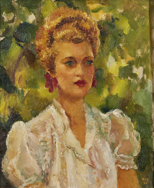 
	
		Marcel Dyf, 
		French 1899-1985-
		 
		'Portrait d'une Inconnue', 1944; 
		 
		oil...