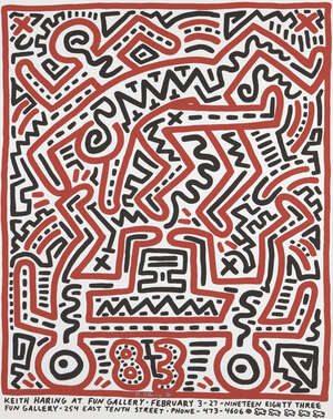 
	
		Keith Haring, 
		 
		American 1958-1990
		 
		Poster for Fun Gallery, 1983;
		 
		
