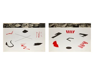 Derek Boshier,&nbsp;British 1937-2024,&nbsp;Abstracts, 1972;&nbsp;2 photo-lithographs with colour,&nbsp;both signed in...