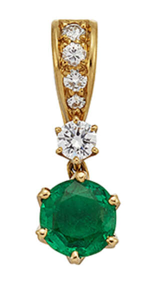 
	
		An 18ct gold, emerald and diamond pendant by Cartier, the circular-cut emerald with...