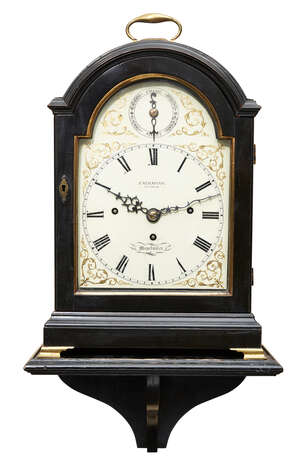 
	
		A George III ebonised Grande Sonnerie bracket clock by I. Simmons of Manchester, the case...