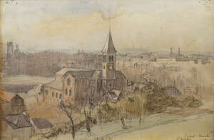 Walter Richard Sickert ARA, 
		British 1860-1942- 
		 
		LEglise du Pollet, Dieppe;
		 
		pencil and watercolour on paper, signed and inscribed, 21x31cm