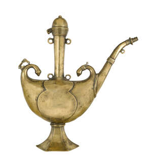 
	
		RTOA large brass pilgrim flask, probably Deccan, Central India, 17th/18th century, of...
