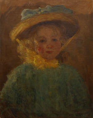 
	
		Robert David Gauley, 
		Irish 1875-1943- 
		 
		Portrait of a girl in a bonnet;...