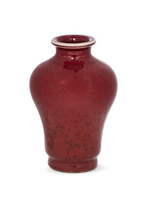 
	
		A Chinese porcelain sang de boeuf vase, 19th century, covered to the body in a thick...