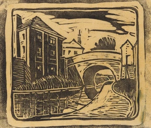 Cyril Edward Power,&nbsp;British 1872-1951,&nbsp;The Bridge, Rickmansworth, c.1926;&nbsp;linocut on paper,&nbsp;image:...