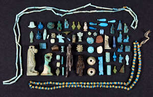 
	
		A miscellaneous group of Egyptian faience amulets, pendants and beads, New Kingdom  Late...