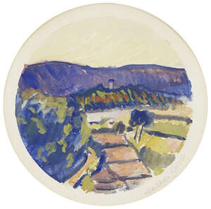 
	
		Sir Matthew Smith CBE,
		British 1879-1959-
		 
		Untitled landscape tondo, 1954;
		 
		